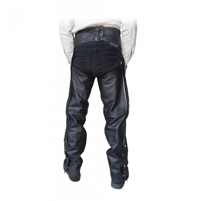 ARD CHAMPS™ Unisex Genuine Black Leather Motorcycle Chaps for Bikers