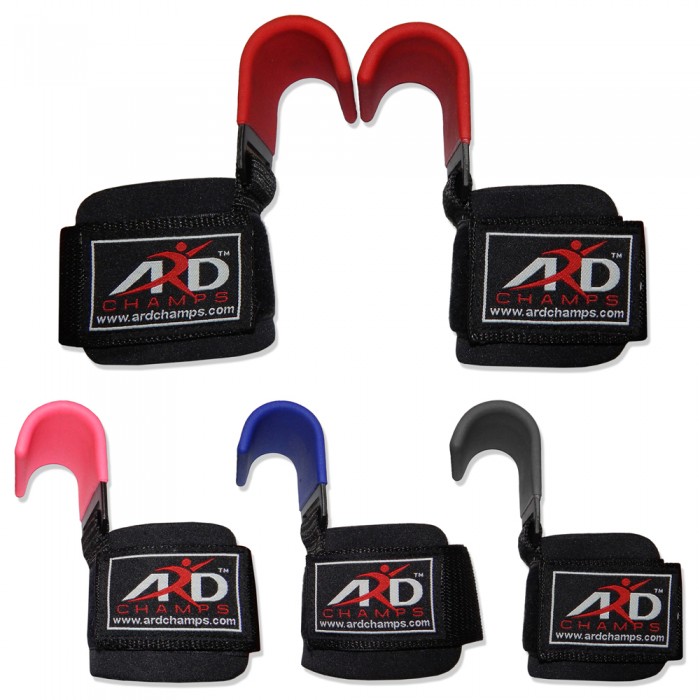 ARD CHAMPS™ Heavy Duty Weight Lifting Training Gym Straps Hook Bar Wrist Brace